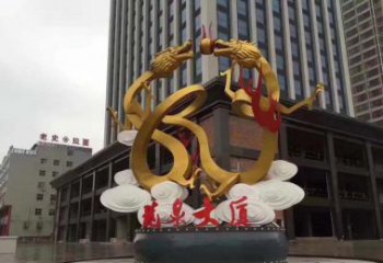 宁德精美的双龙戏珠不锈钢雕塑