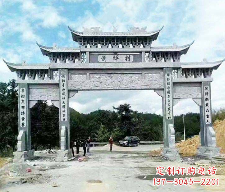 宁德村庄三门石牌坊石雕的内容。