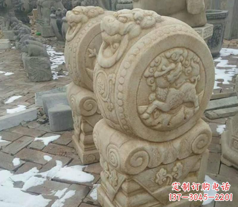 宁德大理石抱鼓公园门墩雕塑——精美雕刻展现灵动之美