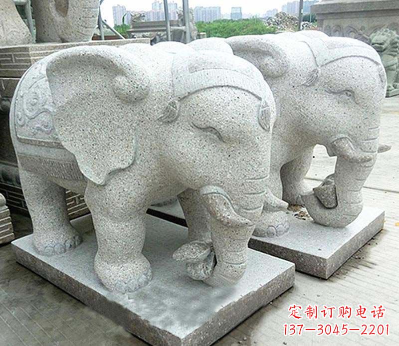 宁德大理石制作的精美招财大象雕塑