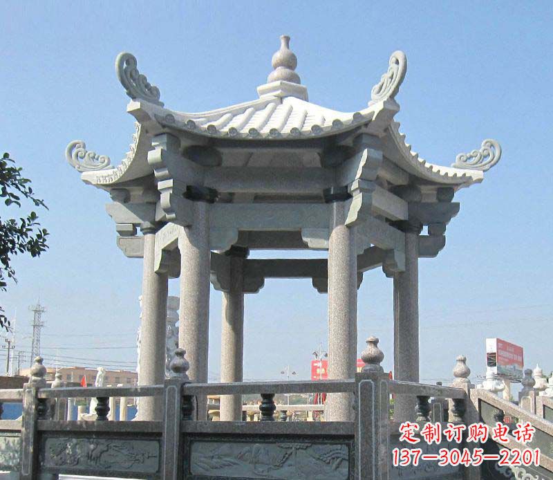 宁德大理石六角凉亭石雕,为您的家园带来浪漫情怀