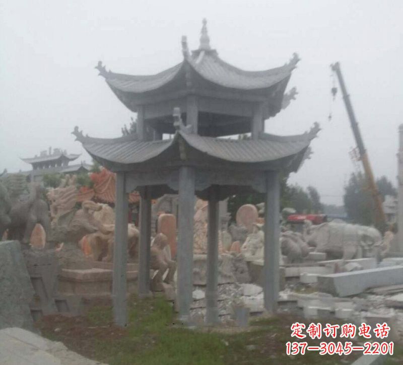 宁德大理石六角凉亭石雕,精美绝伦