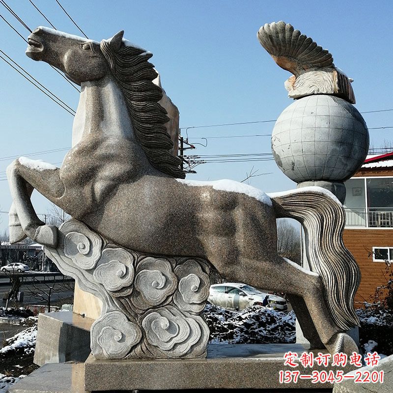 宁德大理石马踏祥云雕塑