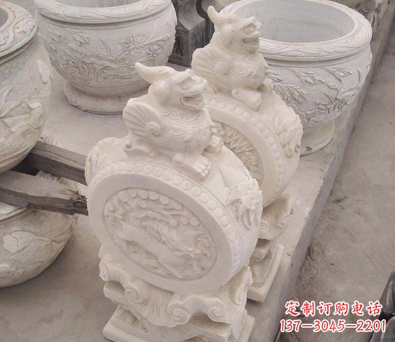宁德大理石貔貅抱鼓石雕塑