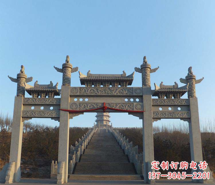 宁德精美大理石三门牌坊雕塑