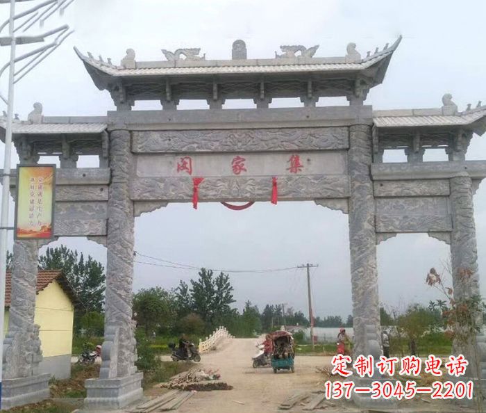 宁德精美大理石三门牌楼雕塑