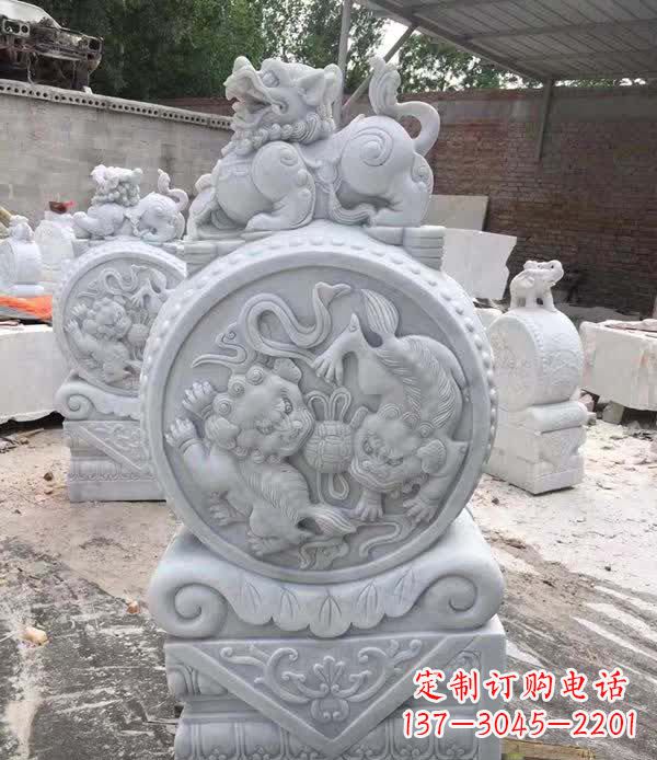 宁德大理石狮子抱鼓石雕塑
