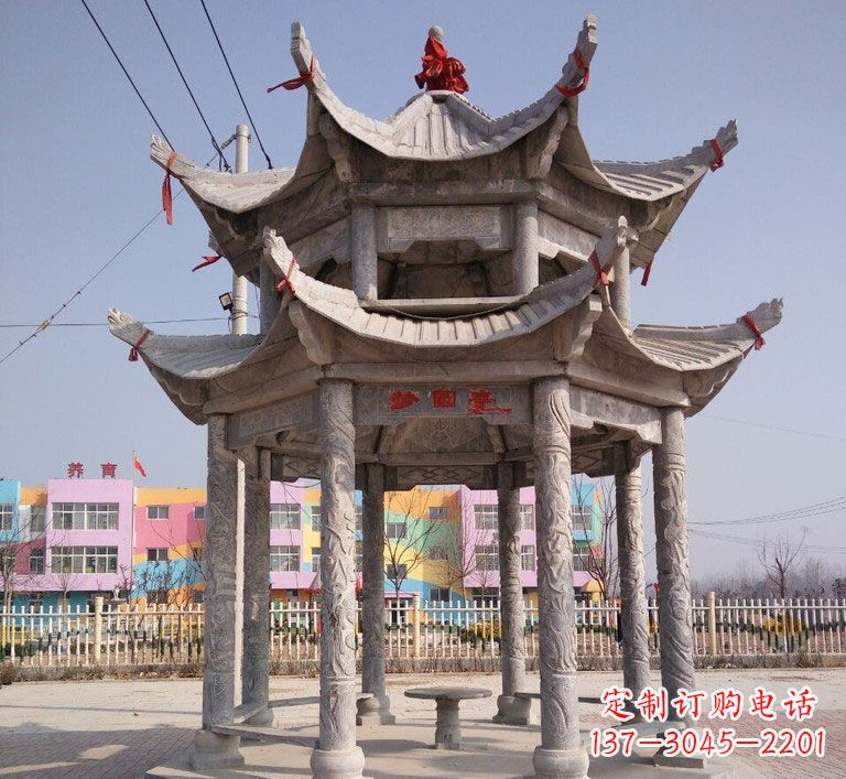 宁德大理石双层八角凉亭雕塑