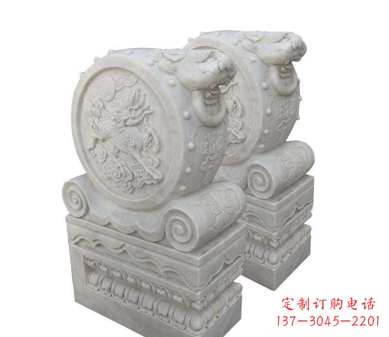 宁德大理石狮子头门墩雕塑