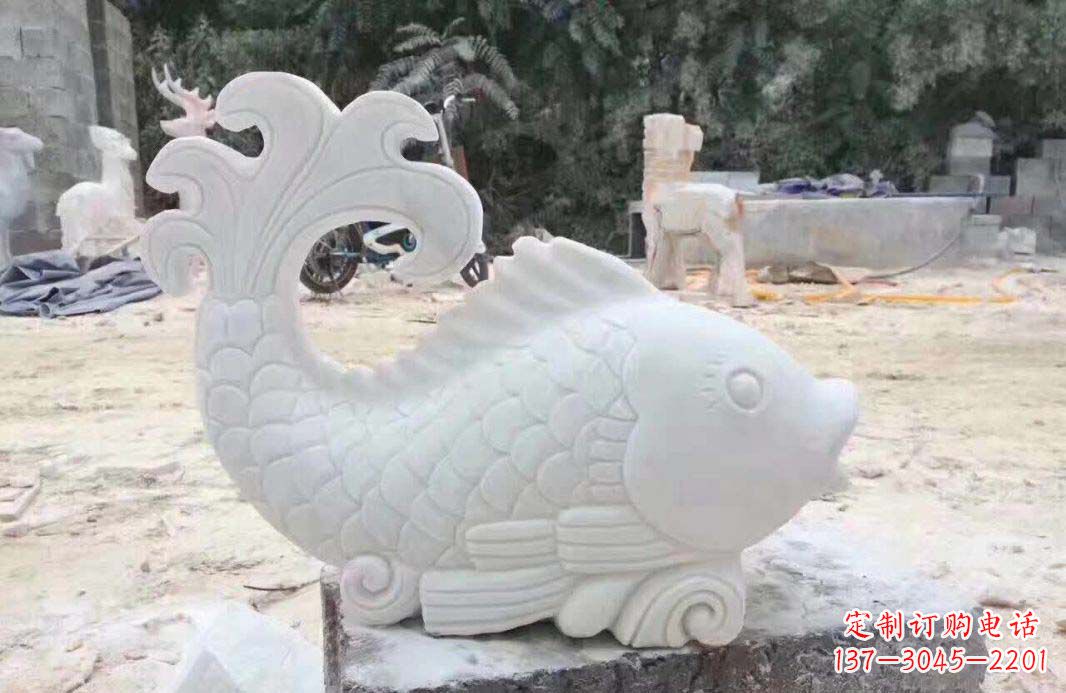 宁德大理石鱼喷泉雕塑装置