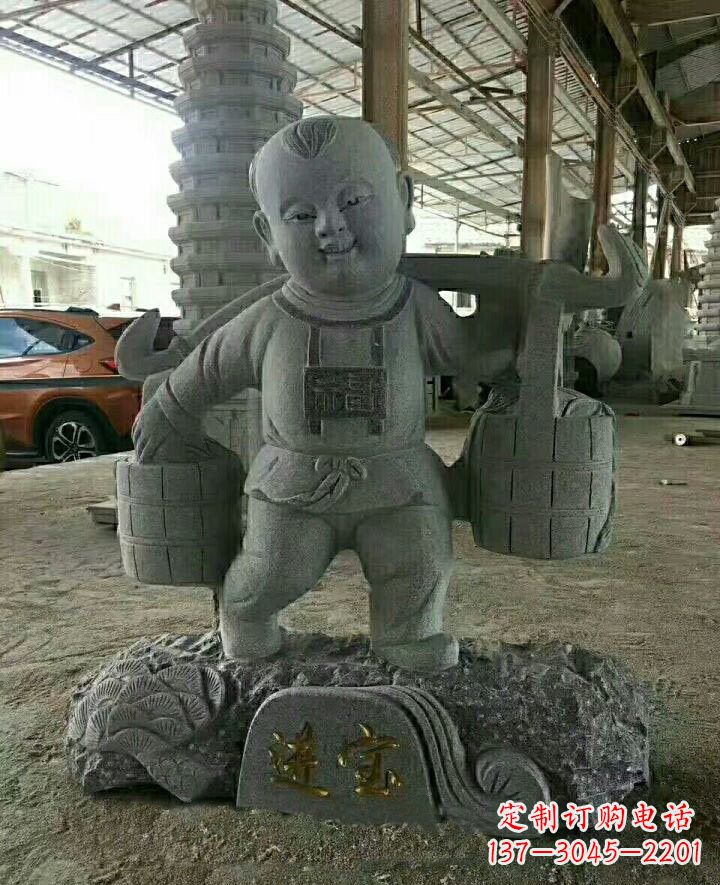 宁德装点童年的大理石招财进宝儿童雕塑