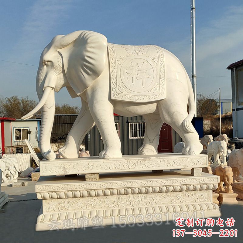 宁德精致大象石雕雕塑