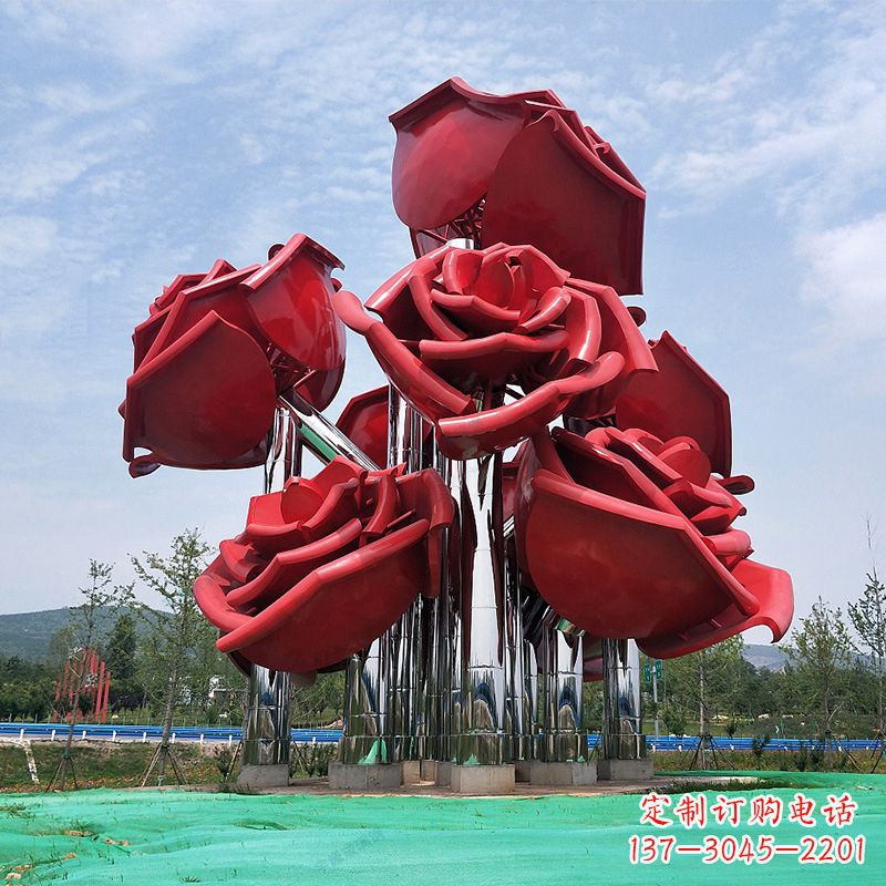 宁德精美不锈钢玫瑰花景观雕塑
