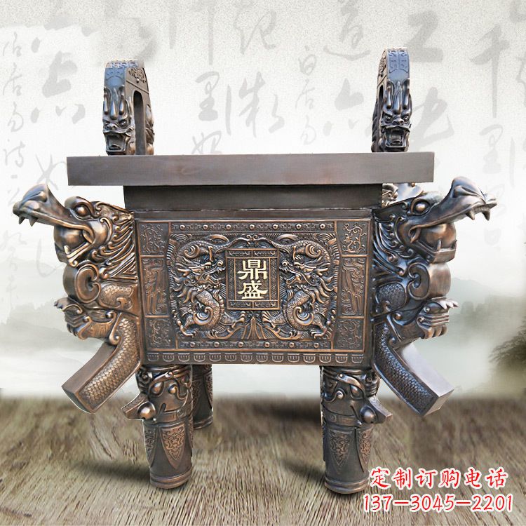 宁德典雅双龙四龙铜鼎雕塑