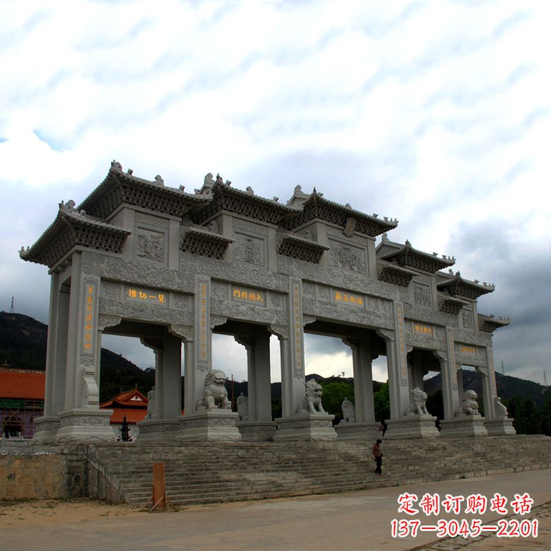 宁德大型寺庙五门石雕牌楼