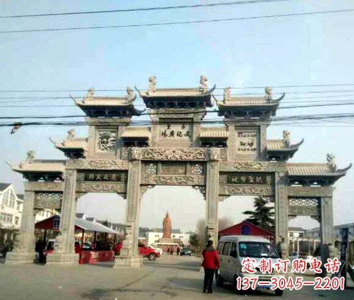 宁德大型五门石雕牌坊 (3)