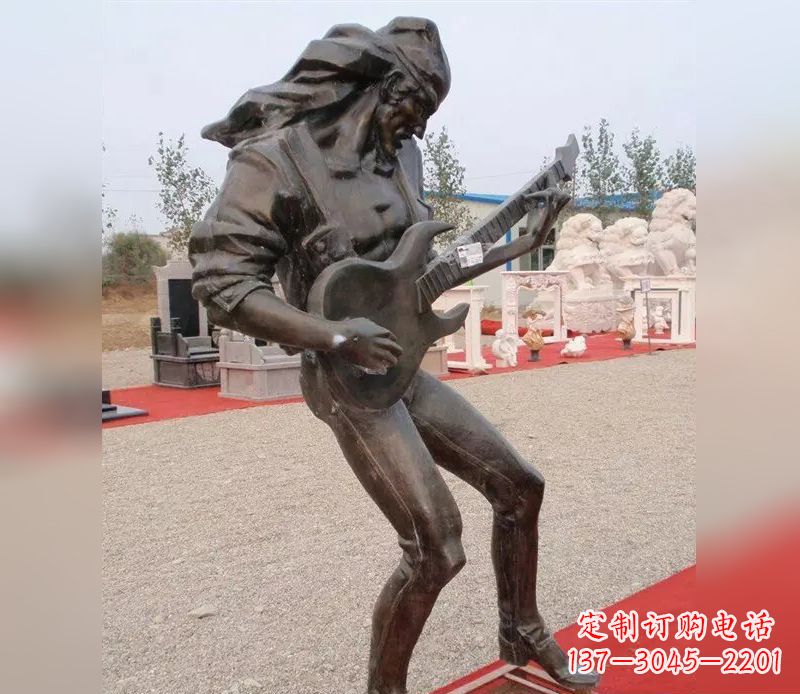 宁德弹吉他广场小品人物铜雕