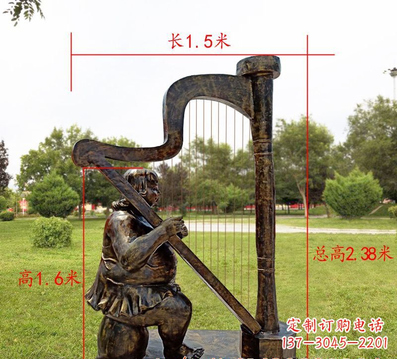 宁德手工铜制竖琴雕塑