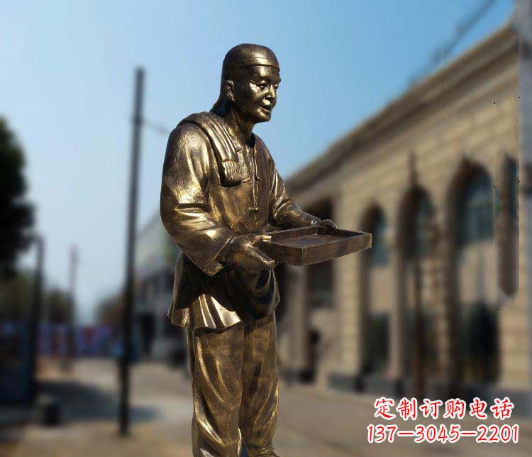 宁德古典神秘的店小二人物铜雕