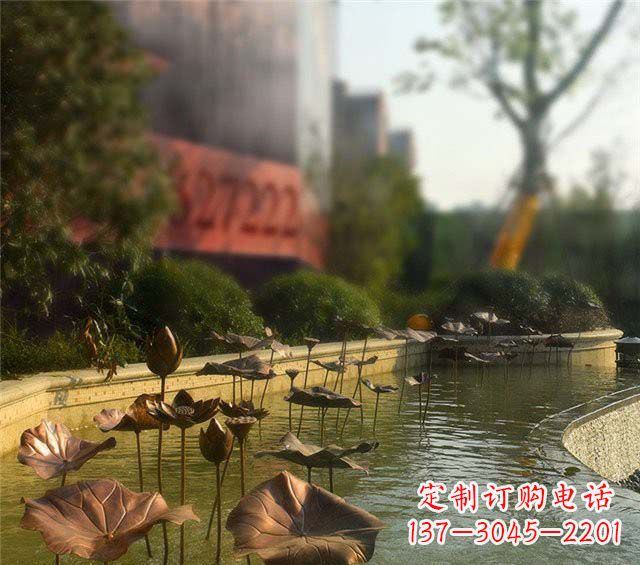 宁德荷叶风情传承——锻铜荷花荷叶小区景观雕塑