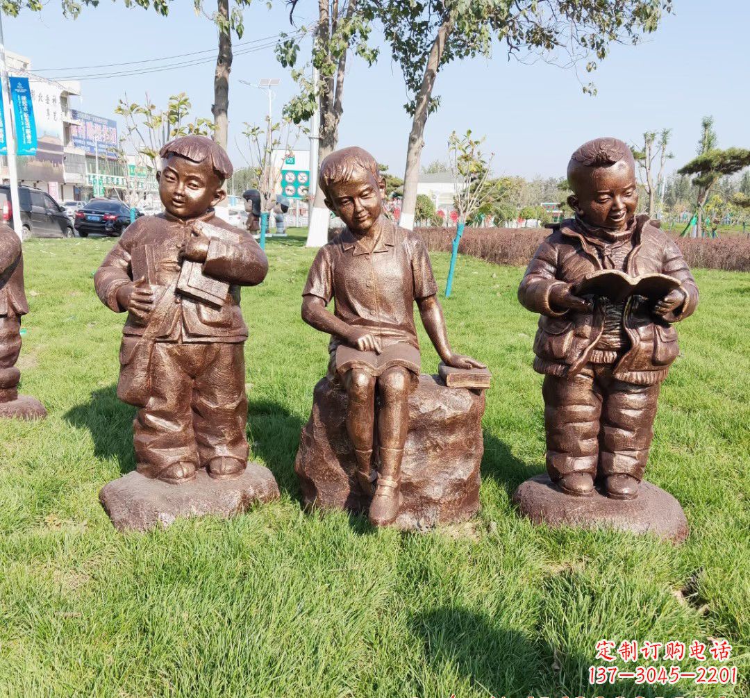 宁德优质铜雕 儿童看书人物