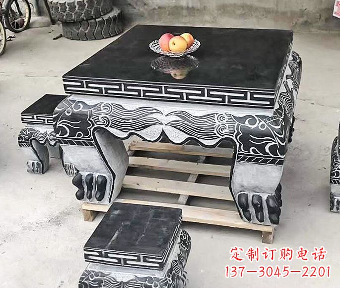 宁德中领雕塑方形仿古石桌凳