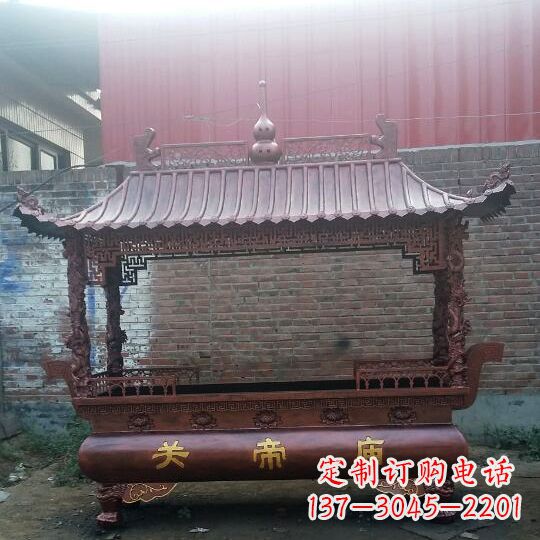 宁德方形香炉铜雕塑,精美香炉雕塑
