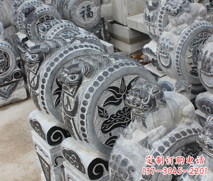 宁德传统风格抱鼓石招财门墩雕塑