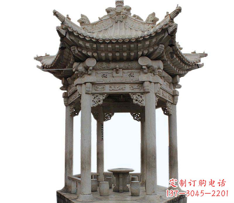 宁德精美仿古六角凉亭石雕