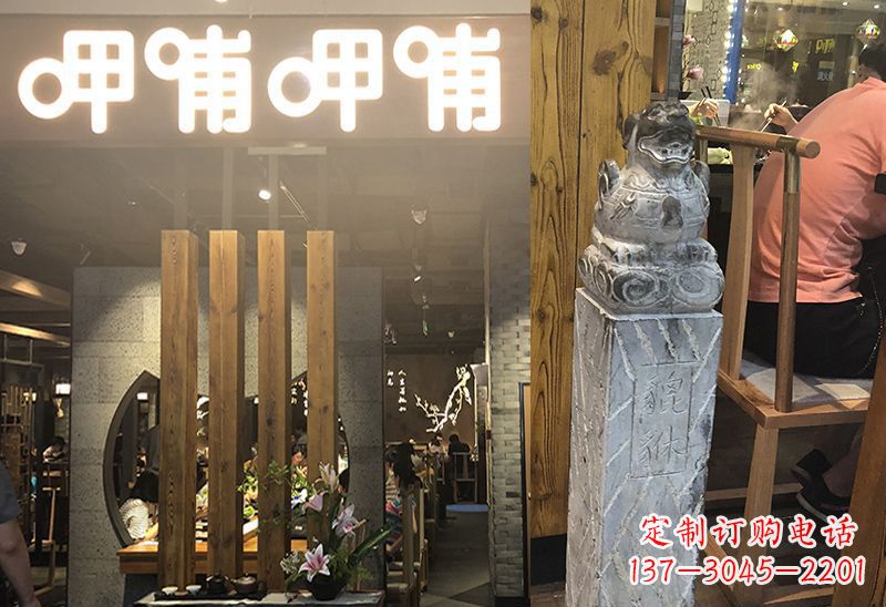 宁德仿古貔貅马柱拴马石雕