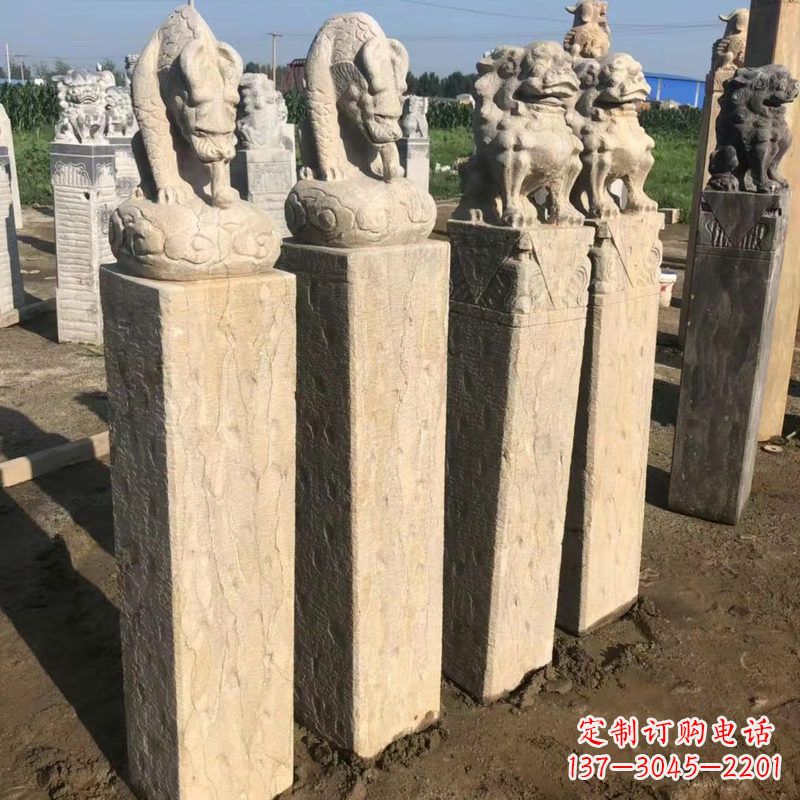 宁德仿古麒麟貔貅马柱雕塑