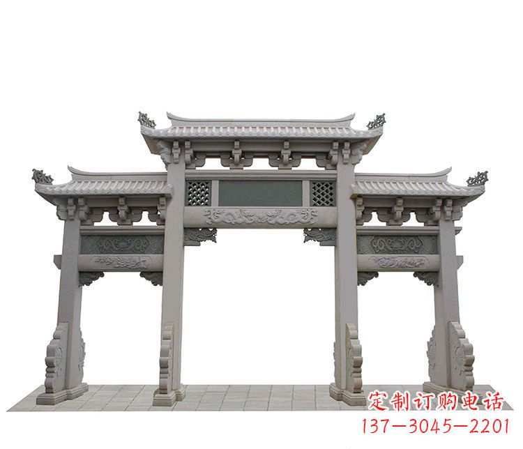 宁德仿古三门石牌坊石雕