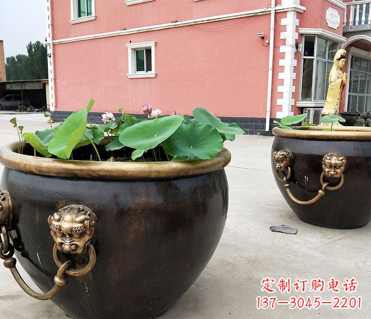 宁德精美铜雕狮子头水缸