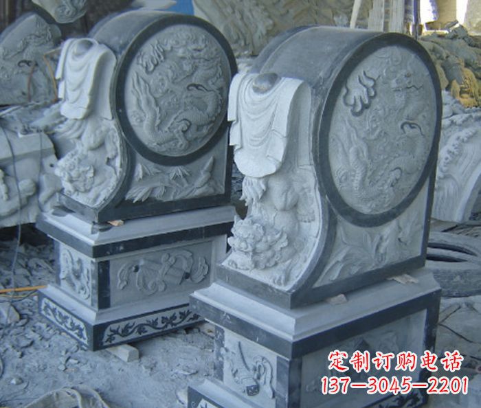 宁德仿古石门墩招财抱鼓石雕塑