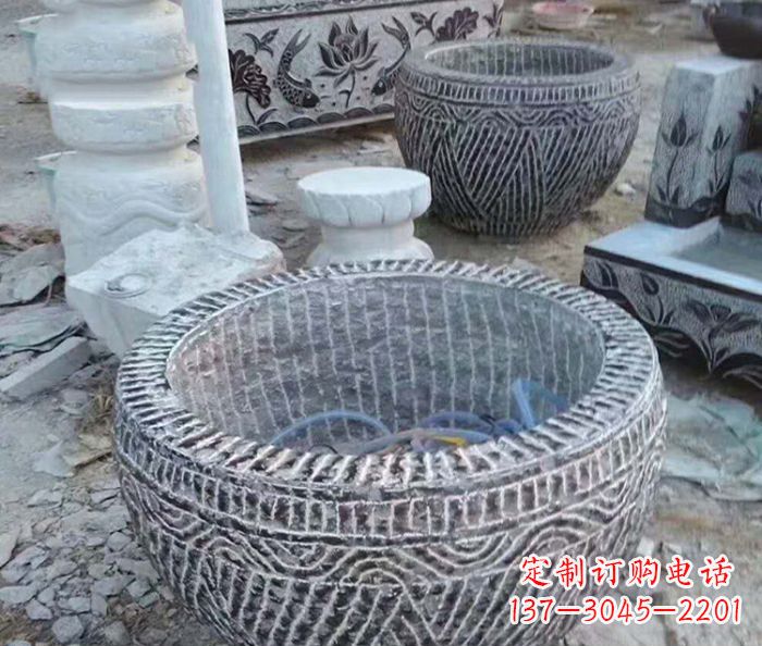 宁德精美仿古石雕水缸