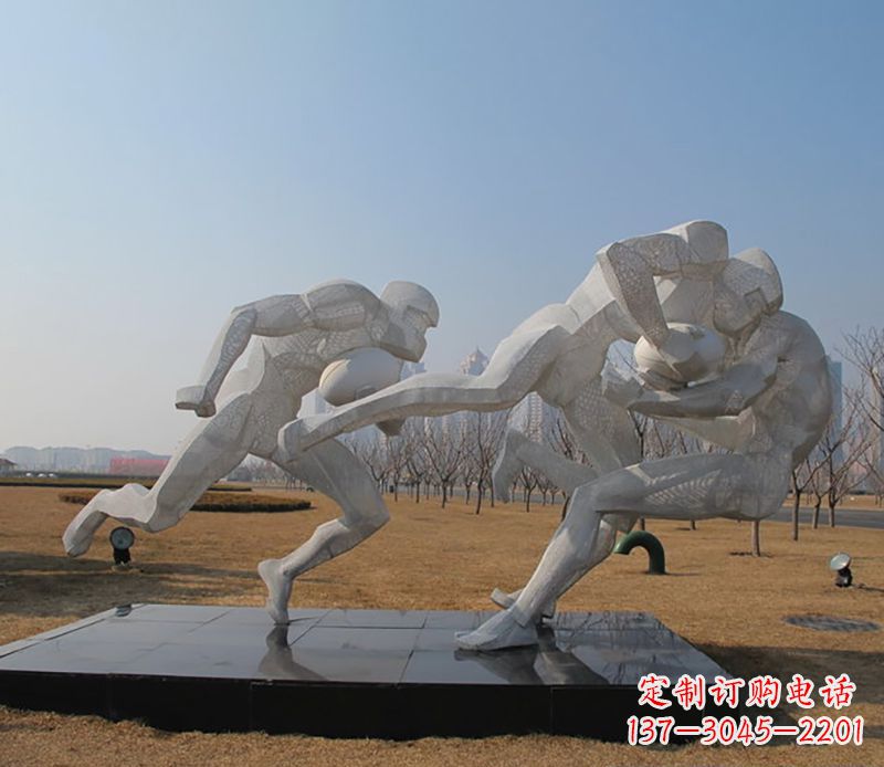 宁德不锈钢橄榄球体育雕塑
