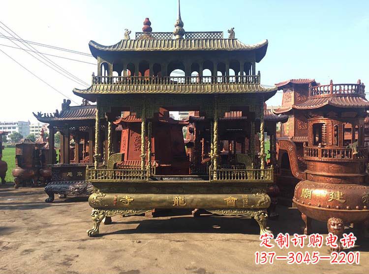 宁德高浮雕螭龙纹铜香炉