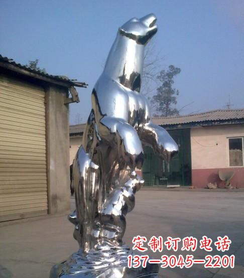 宁德公园不锈钢抽象北极熊动物雕塑