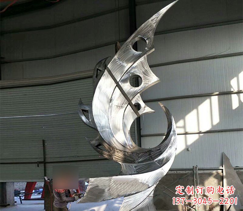 宁德公园不锈钢抽象凤凰景观雕塑 (3)