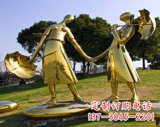 宁德长伴相守,情缘两生——不锈钢抽象情侣雕塑