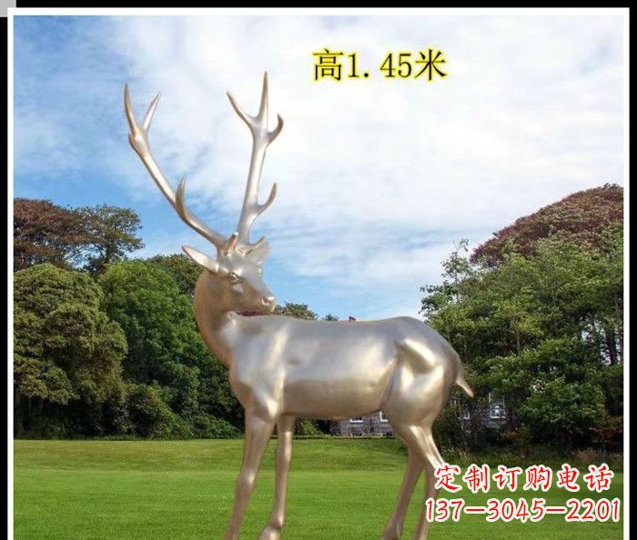 宁德高端室外不锈钢巨型动物鹿雕塑