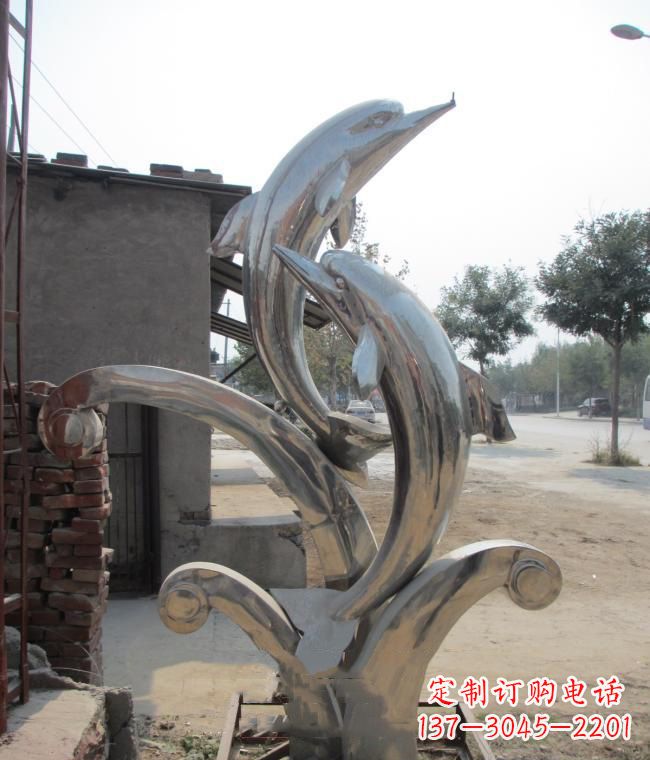 宁德倾情展示——室外可靠不锈钢海豚雕塑