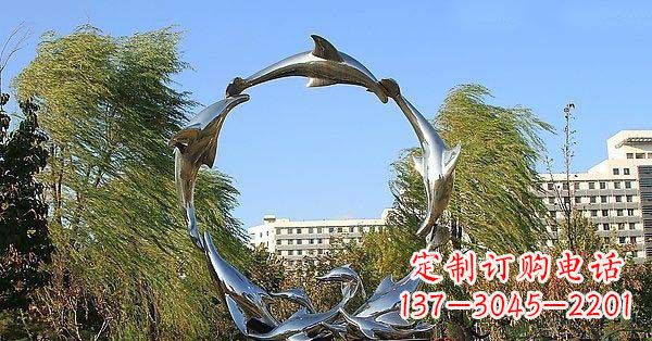 宁德华丽精致的不锈钢海豚雕塑