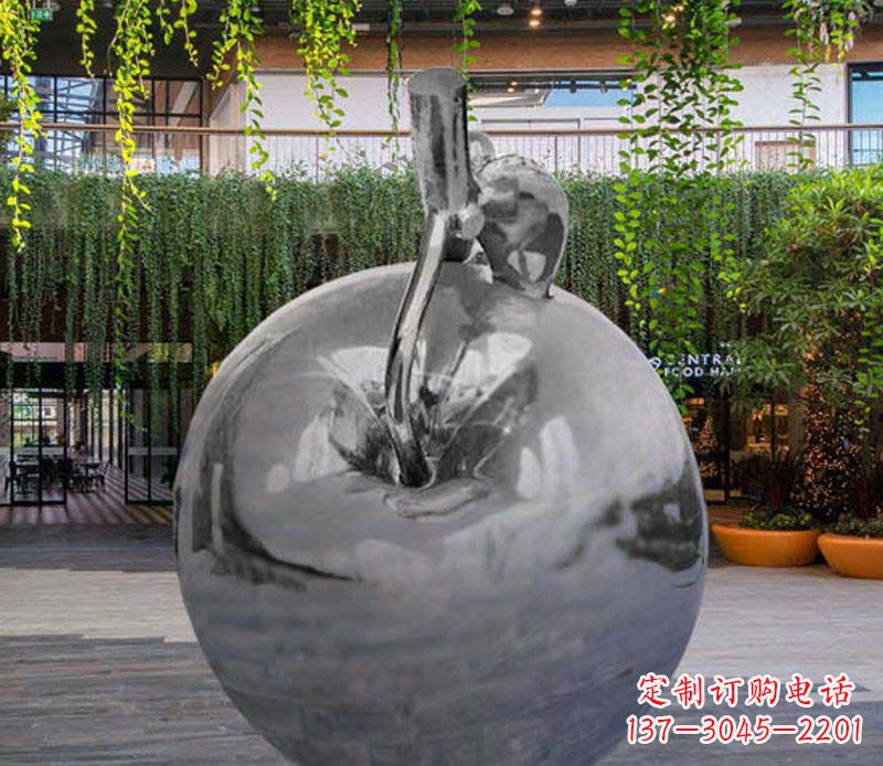 宁德公园时尚不锈钢镜面苹果雕塑