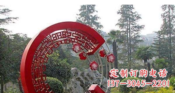宁德灵动奔放的不锈钢和梅花圆环雕塑