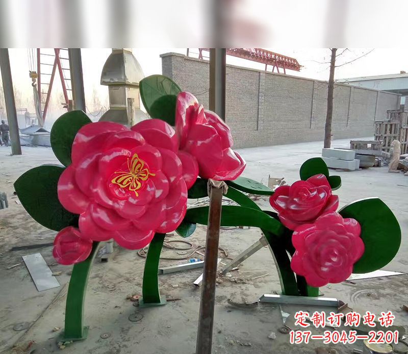 宁德中领雕塑花朵般精美的不锈钢牡丹雕塑