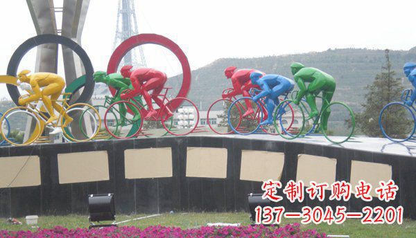宁德品味传统,扬帆未来——不锈钢骑自行车雕塑