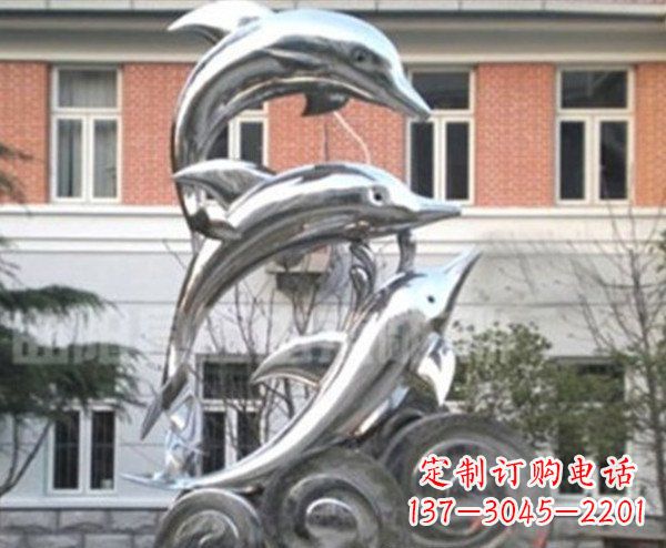 宁德跳跃海豚海浪不锈钢雕塑