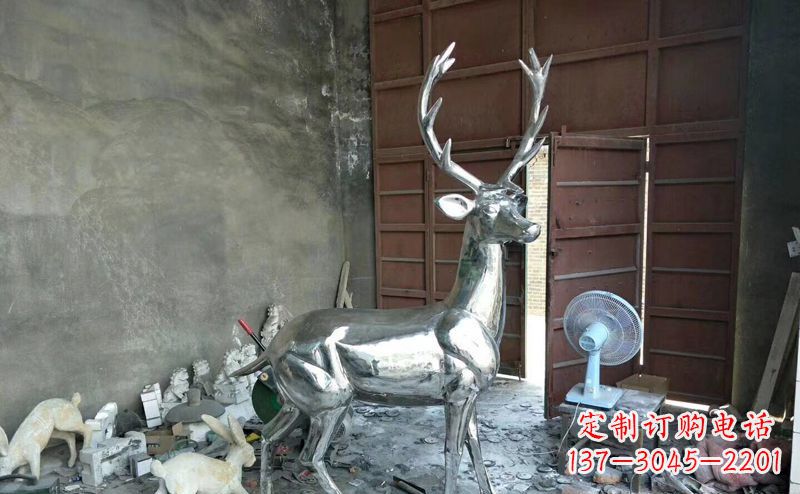 宁德艺术精美的不锈钢鹿装置雕塑