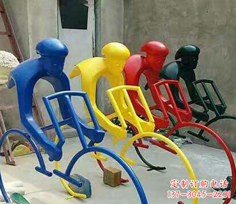 宁德不锈钢自行车运动人物景观雕塑